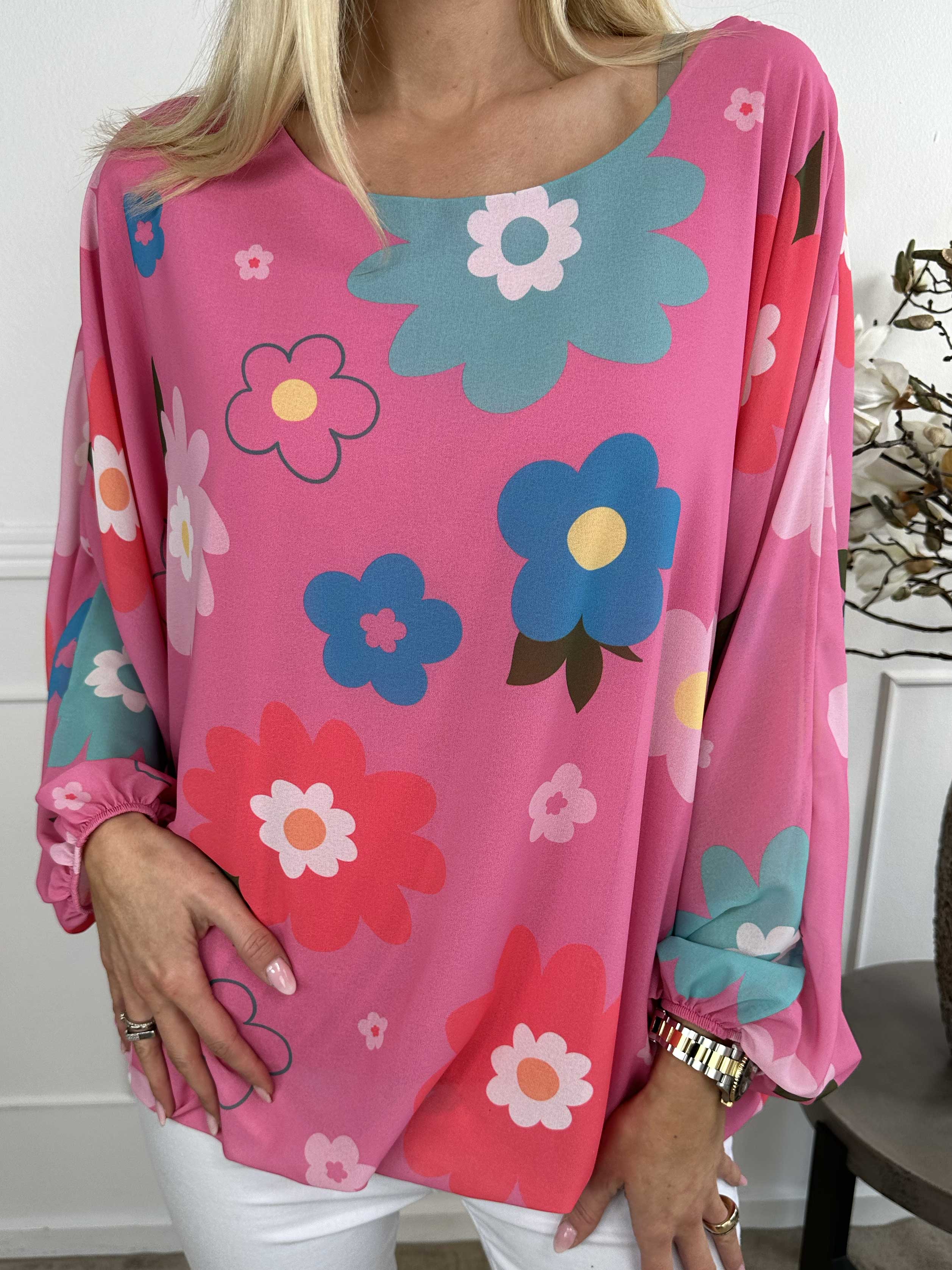 Destiny Flower - Bluse i chiffon med blomstermotiver